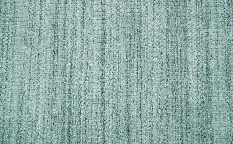 8x10 Hand Made Silver and Teal Solid Scandinavian Blended Wool Flatwoven Area Rug | KE27
