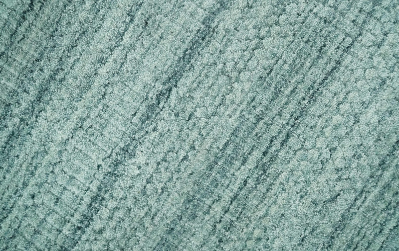 8x10 Hand Made Silver and Teal Solid Scandinavian Blended Wool Flatwoven Area Rug | KE27