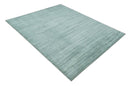 8x10 Hand Made Silver and Teal Solid Scandinavian Blended Wool Flatwoven Area Rug | KE27