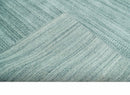 8x10 Hand Made Silver and Teal Solid Scandinavian Blended Wool Flatwoven Area Rug | KE27