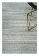 8x10 Hand Made Solid Camel, Ivory and Brown Scandinavian Blended Wool Flatwoven Area Rug | KE24