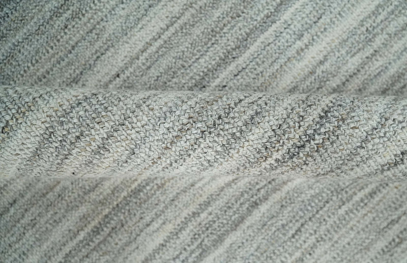 8x10 Hand Made Solid Camel, Ivory and Brown Scandinavian Blended Wool Flatwoven Area Rug | KE24