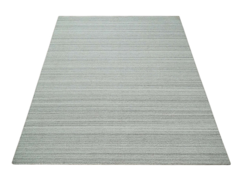 8x10 Hand Made Solid Camel, Ivory and Brown Scandinavian Blended Wool Flatwoven Area Rug | KE24