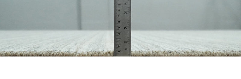 8x10 Hand Made Solid Camel, Ivory and Brown Scandinavian Blended Wool Flatwoven Area Rug | KE24