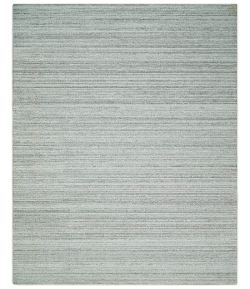 8x10 Hand Made Solid Camel, Ivory and Brown Scandinavian Blended Wool Flatwoven Area Rug | KE24