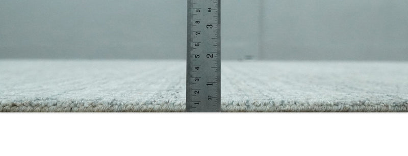 8x10 Hand Made Solid Silver, Gray and Brown Scandinavian Blended Wool Flatwoven Area Rug | KE12