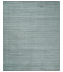 8x10 Hand Made Solid Silver, Gray and Brown Scandinavian Blended Wool Flatwoven Area Rug | KE12