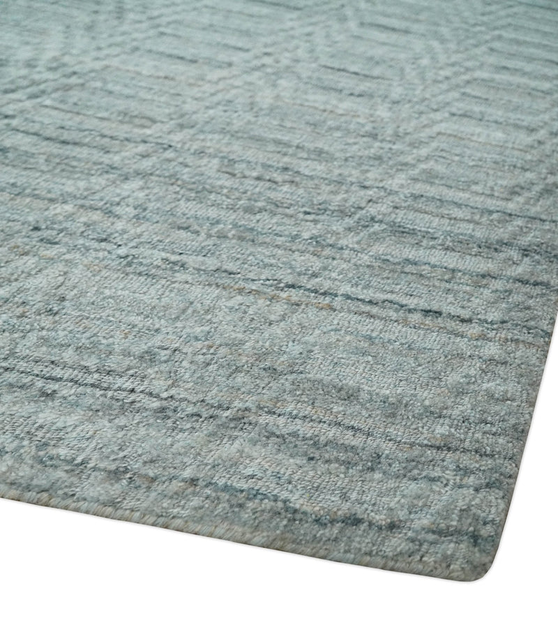8x10 Hand Made Solid Silver, Gray and Brown Scandinavian Blended Wool Flatwoven Area Rug | KE12