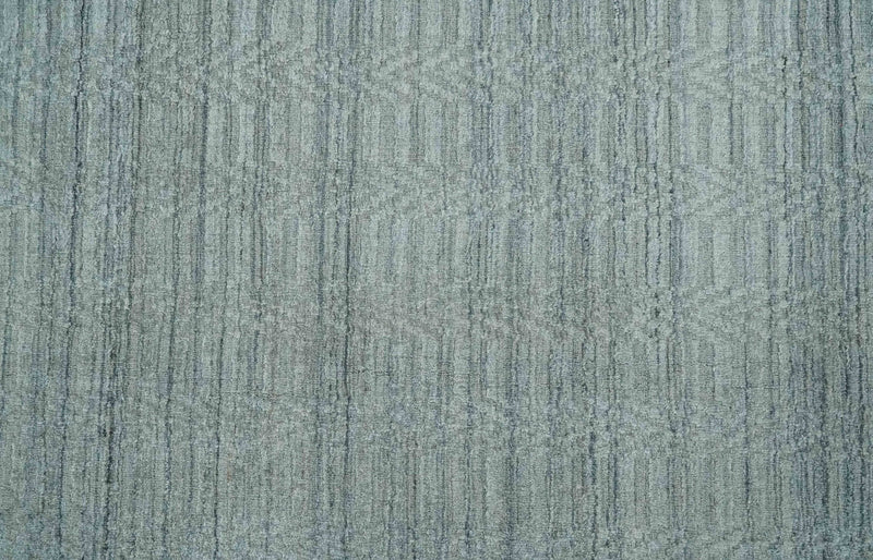 8x10 Hand Made Solid Silver, Gray and Brown Scandinavian Blended Wool Flatwoven Area Rug | KE12