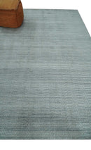 8x10 Hand Made Solid Silver, Gray and Brown Scandinavian Blended Wool Flatwoven Area Rug | KE12