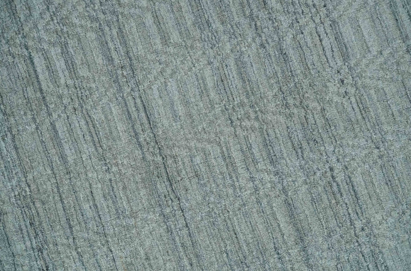 8x10 Hand Made Solid Silver, Gray and Brown Scandinavian Blended Wool Flatwoven Area Rug | KE12