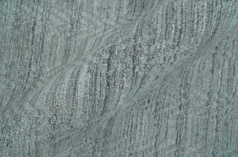 8x10 Hand Made Solid Silver, Gray and Brown Scandinavian Blended Wool Flatwoven Area Rug | KE12