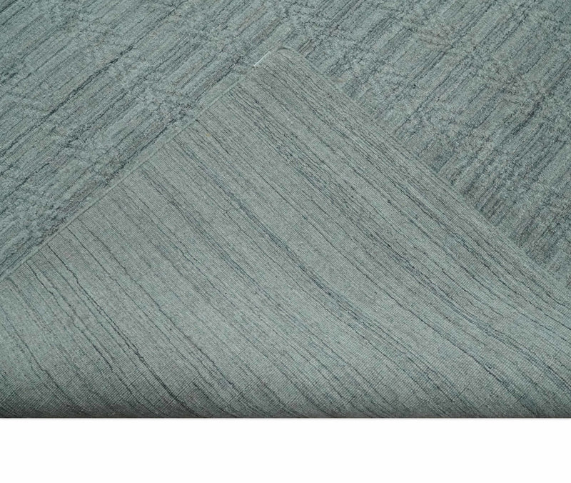 8x10 Hand Made Solid Silver, Gray and Brown Scandinavian Blended Wool Flatwoven Area Rug | KE12