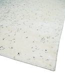 8x10 Ivory and Charcoal Modern Abstract Handmade Art Silk Area Rug by The Rug Decor