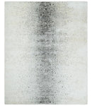 8x10 Ivory and Charcoal Modern Abstract Handmade Art Silk Area Rug by The Rug Decor