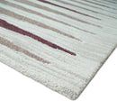 8x10 Ivory and Pink Hand Tufted Modern Scandinavian Stripe Wool Area Rug | YUK2