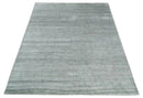 8x10 Ivory and Silver Blended Hand Loomed Modern Scandinavian Art Silk Area Rug by The Rug Decor