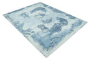 8x10 Ivory, Aqua and Blue Modern Abstract Hand Tufted Wool and Art Silk Area Rug by The Rug Decor