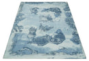 8x10 Ivory, Aqua and Blue Modern Abstract Hand Tufted Wool and Art Silk Area Rug by The Rug Decor