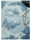 8x10 Ivory, Aqua and Blue Modern Abstract Hand Tufted Wool and Art Silk Area Rug by The Rug Decor