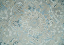 8x10 Ivory, Beige and Blue Traditional Hand Knotted Art Silk Area Rug by The Rug Decor