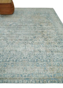 8x10 Ivory, Beige and Blue Traditional Hand Knotted Art Silk Area Rug by The Rug Decor
