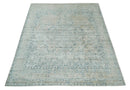 8x10 Ivory, Beige and Blue Traditional Hand Knotted Art Silk Area Rug by The Rug Decor