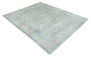 8x10 Ivory, Beige and Blue Traditional Hand Knotted Art Silk Area Rug by The Rug Decor