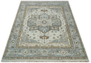 8x10 Ivory, Beige and Silver Traditional Hand Knotted Wool Area Rug