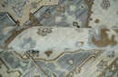 8x10 Ivory, Beige and Silver Traditional Hand Knotted Wool Area Rug