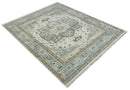 8x10 Ivory, Beige and Silver Traditional Hand Knotted Wool Area Rug