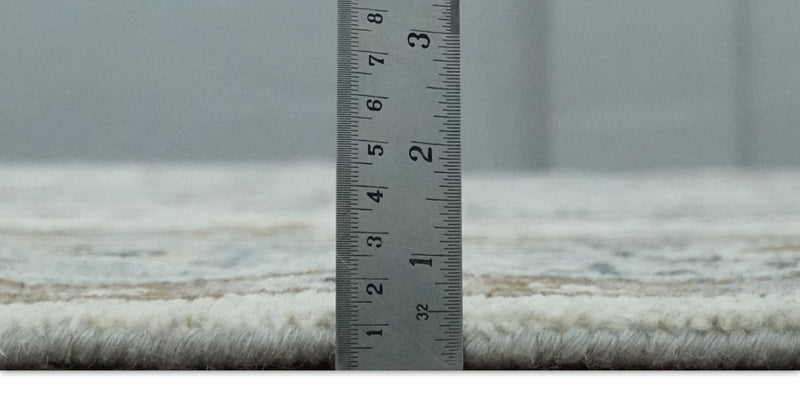 8x10 Ivory, Beige and Silver Traditional Hand Knotted Wool Area Rug