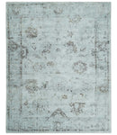 8x10 Ivory, Brown and Gray Modern Oushak Handmade Art Silk Area Rug by The Rug Decor