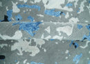 8x10 Ivory, Gray, Blue and Black Modern Abstract Hand Knotted Wool and Bamboo Silk Area Rug by The Rug Decor