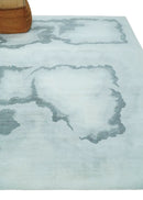 8x10 Ivory, Gray and Aqua Modern Abstract Handmade Art Silk Area Rug by The Rug Decor