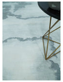 8x10 Ivory, Gray and Aqua Modern Abstract Handmade Art Silk Area Rug by The Rug Decor