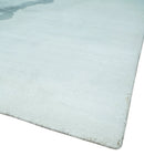 8x10 Ivory, Gray and Aqua Modern Abstract Handmade Art Silk Area Rug by The Rug Decor