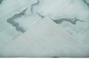 8x10 Ivory, Gray and Aqua Modern Abstract Handmade Art Silk Area Rug by The Rug Decor