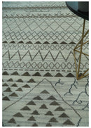 8x10 Ivory, Gray and Charcoal Hand Knotted Multi size Southwestern wool area Rug