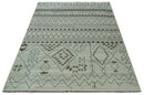 8x10 Ivory, Gray and Charcoal Hand Knotted Multi size Southwestern wool area Rug
