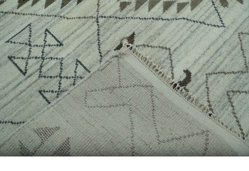 8x10 Ivory, Gray and Charcoal Hand Knotted Multi size Southwestern wool area Rug