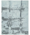 8x10 Ivory, Gray and Charcoal Modern Abstract Hand Tufted Art Silk Area Rug by The Rug Decor