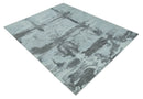 8x10 Ivory, Gray and Charcoal Modern Abstract Hand Tufted Art Silk Area Rug by The Rug Decor