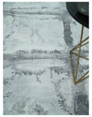 8x10 Ivory, Gray and Charcoal Modern Abstract Hand Tufted Art Silk Area Rug by The Rug Decor