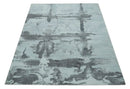 8x10 Ivory, Gray and Charcoal Modern Abstract Hand Tufted Art Silk Area Rug by The Rug Decor