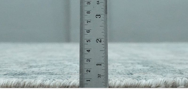 8x10 Ivory, Gray and Charcoal Traditional Erased Handmade Blended Wool Area Rug