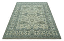 Richmond Custom Made Ivory and Olive Hand Knotted Oushak Wool Rug
