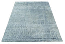 8x10 Ivory, gray and Silver Modern Abstract Hand Knotted Bamboo Silk Area Rug by The Rug Decor