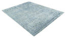8x10 Ivory, gray and Silver Modern Abstract Hand Knotted Bamboo Silk Area Rug by The Rug Decor
