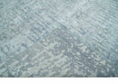 8x10 Ivory, gray and Silver Modern Abstract Hand Knotted Bamboo Silk Area Rug by The Rug Decor